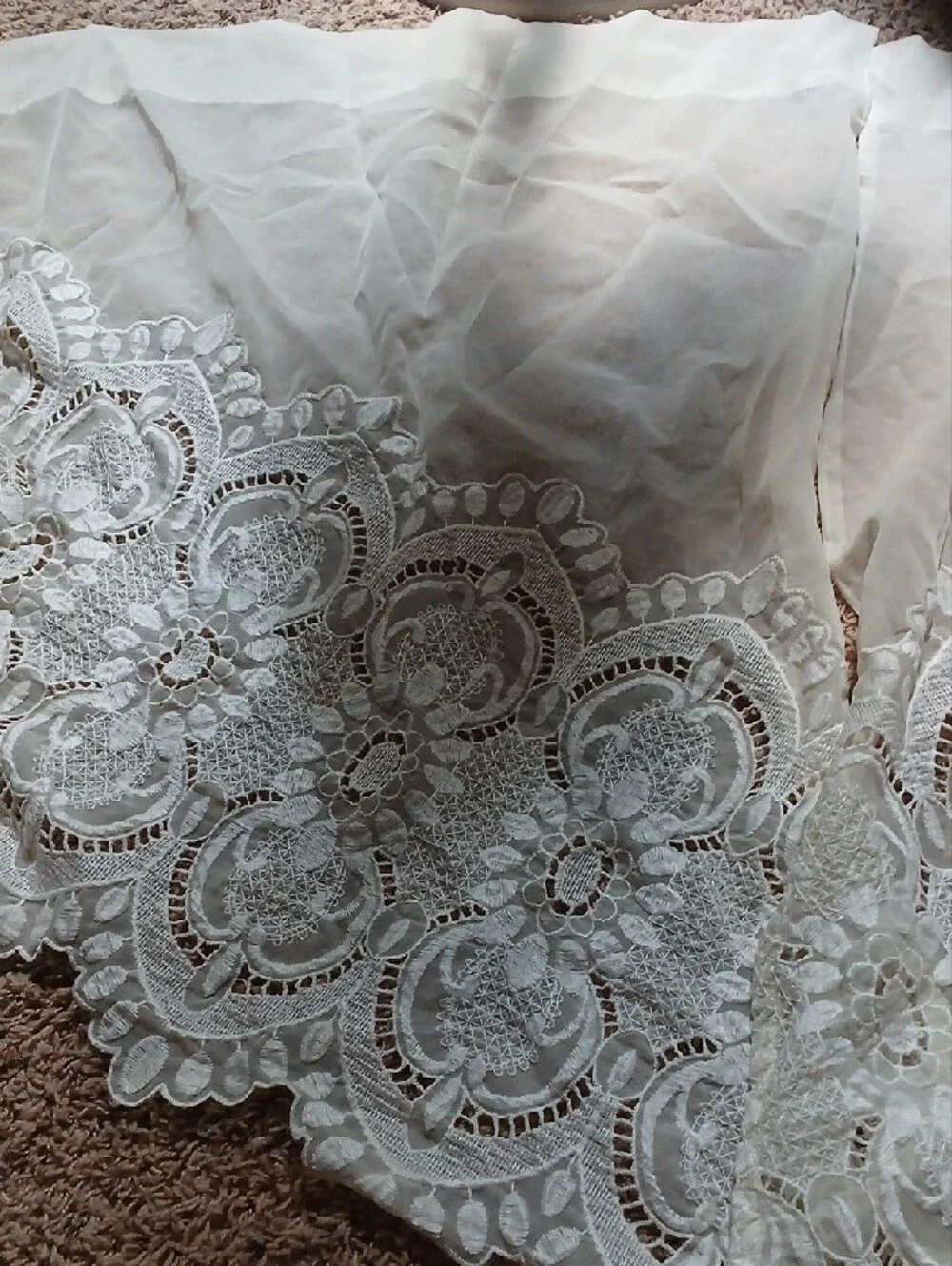 White Lace Decorative Curtain Panel - Elegant Sheer Drapery